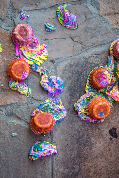 istock Sweet multi-colored cakes have fallen to floor. 1223383585