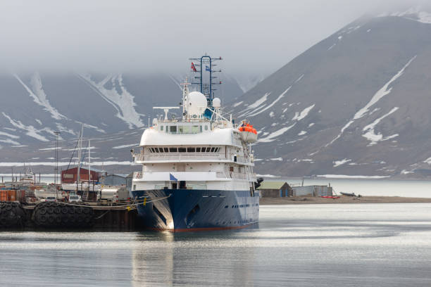 istock Passenger ship moored in port of Longyearbyen view from forward 1223384094