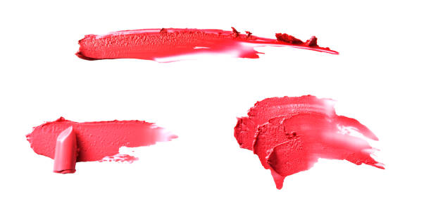 Texture and Stroke of Red Lipstick on white Background