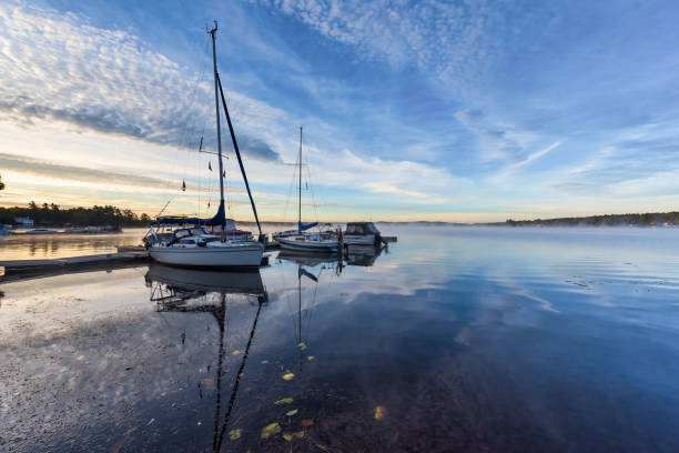 istock Sunrise in Eastern township with Yacht 1223390168