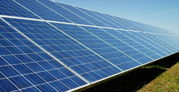istock View close to the photovoltaic panel, using clean energy, renewable energy. 1223391250