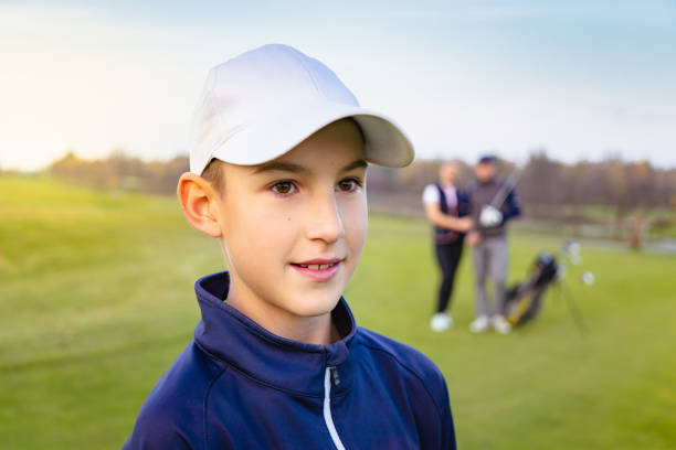 istock Happy family is playing golf in autumn 1223391380