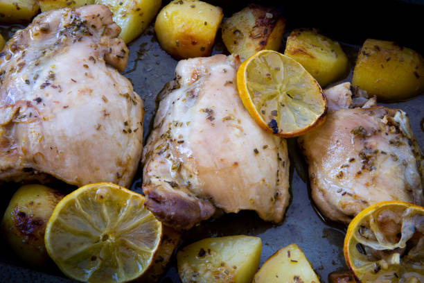 istock Greek Lemon Chicken and Potatoes 1223395162
