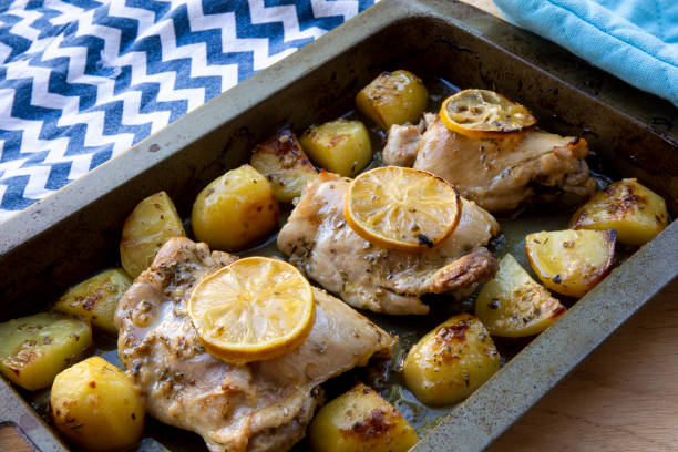 istock Greek Lemon Chicken and Potatoes 1223395166