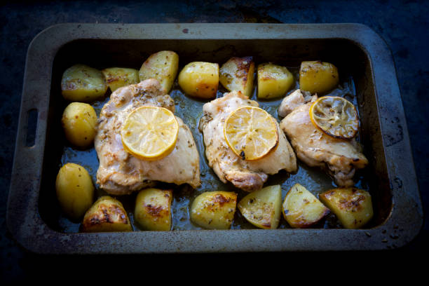 istock Greek Lemon Chicken and Potatoes 1223395167