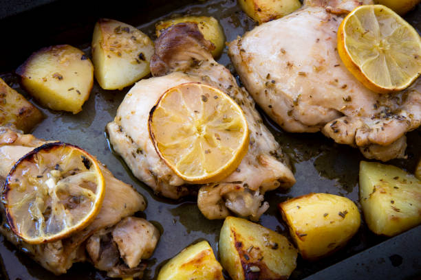 istock Greek Lemon Chicken and Potatoes 1223395169