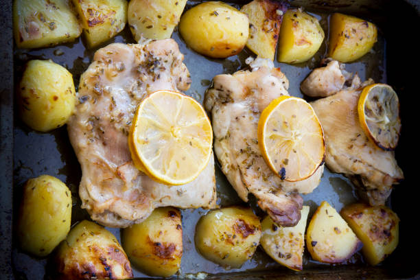 istock Greek Lemon Chicken and Potatoes 1223395208