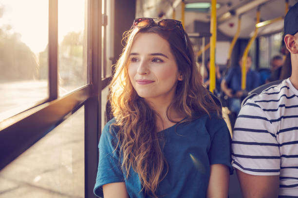 istock Young woman traveling in bus 1223395541