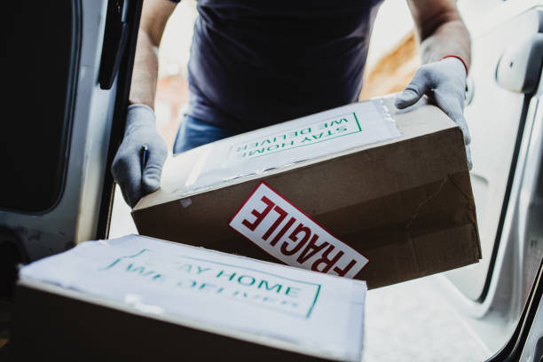 istock Food delivering at home address, coronavirus concept 1223397006