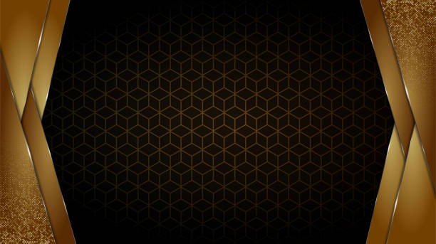 istock Black and Gold background abstract geometric shapes luxury design wallpaper.Realistic layer elegant futuristic glossy light. 1223398439