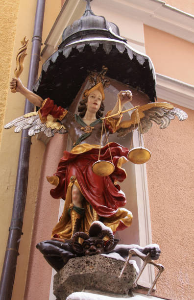 istock Medieval lady justice statue in Salzburg, Austria 1223405395
