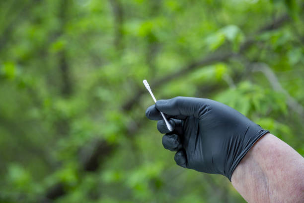 istock Doctor's hand in a protective rubber glove 1223405978
