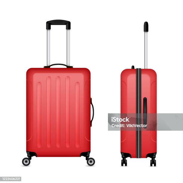 Anzai Doe alles met mijn kracht Percentage Red Detailed Rolling Suitcase Roller Aboard Cabin Luggage Trolley Case  Flight Bag On Wheel Stock Illustration - Download Image Now - iStock