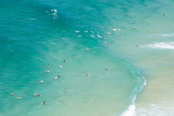 istock Australian Coastline with Surfers in Byron Bay 1223407325