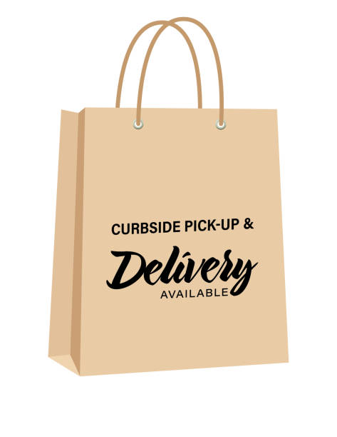 curbside пикап и доставка сумки - paper bag bag brown handle stock illustrations