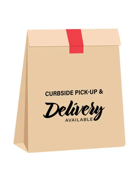 Vector illustration of Curbside Pick-up And Delivery Bags