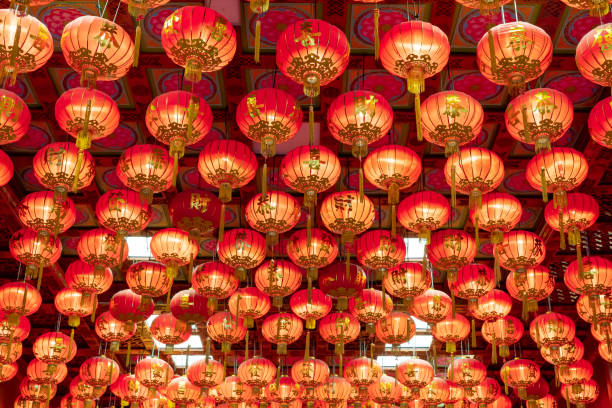 istock Beautiful red lanterns in Chinese style Inside Wat Leng Nei Yi 2 or Borommarajjanaphisek Memorial Is a Mahayana Buddhist temple located in Nonthaburi Thailand 1223410668