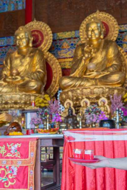 istock Buddha images and sacred objects Inside Leng Nei Yi 2 Temple  is worshiped by Buddhists very much. Which is a Mahayana sect temple, located in Nonthaburi Thai 1223410815