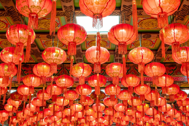 istock Beautiful red lanterns in Chinese style Inside Wat Leng Nei Yi 2 or Borommarajjanaphisek Memorial Is a Mahayana Buddhist temple located in Nonthaburi Thailand 1223410875