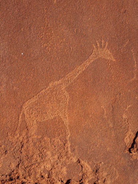 Bushman engravings at Twyfelfontein, UNESCO World Heritage site, Damaraland, Kuene Region, Namibia stock photo