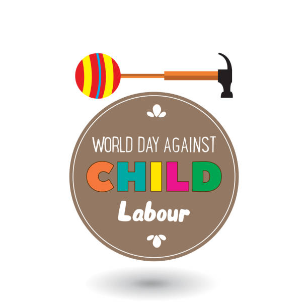 World day against child labour awareness card vector design illustration. Easily editable. You can write your own message. child labor stock illustrations