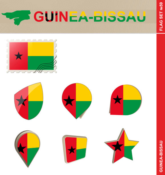 기니 비사우 깃발 세트, 깃발 세트 #59 - guinea bissau flag stock illustrations