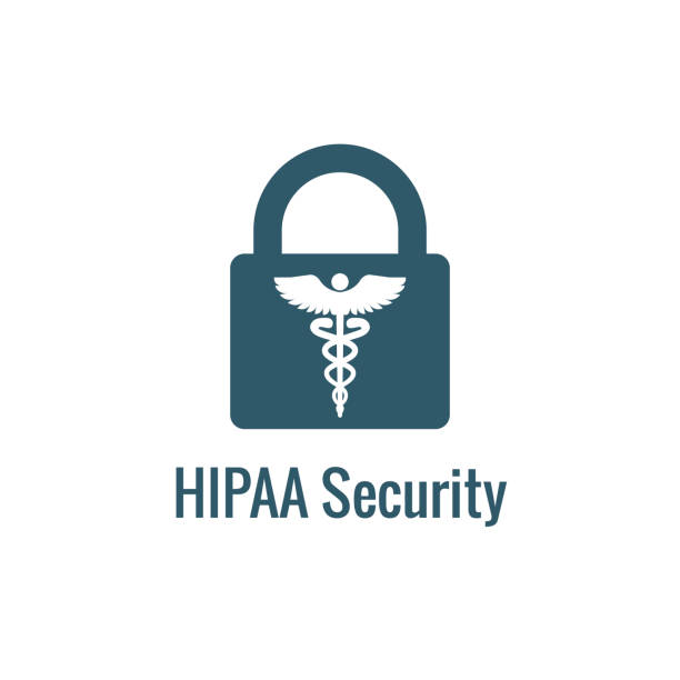 HIPAA Compliance icon set with hippa image involving medical privacy HIPAA Compliance icon set - hippa image involving medical privacy caduceus medical symbol backgrounds stock illustrations