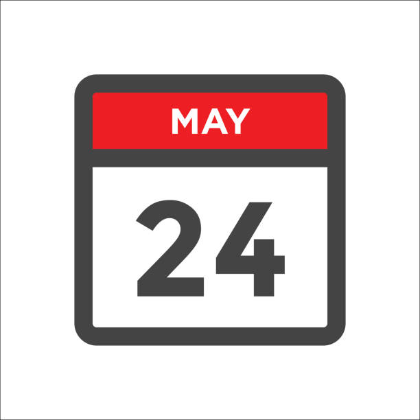 May 24 calendar icon w day of month May 24 calendar icon - day of month may 24 calendar stock illustrations