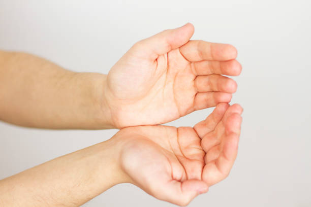istock open nands palm up - hand hold something isolated, top view , selective focus 1223423553