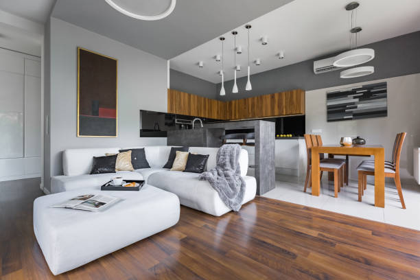 istock Apartment with kitchen open to living room 1223427782