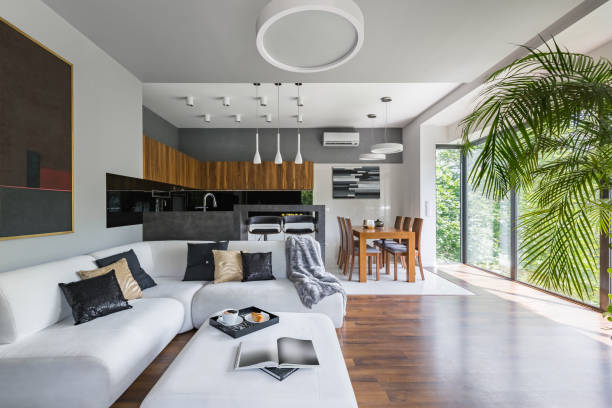 istock Modern living room with kitchen 1223427790