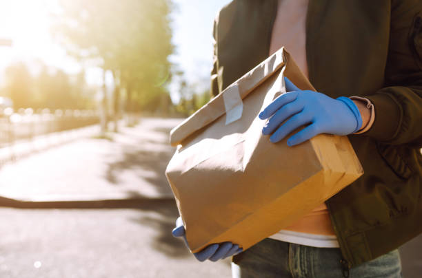 istock Delivery service in quarantine city. Covid-19. 1223430509