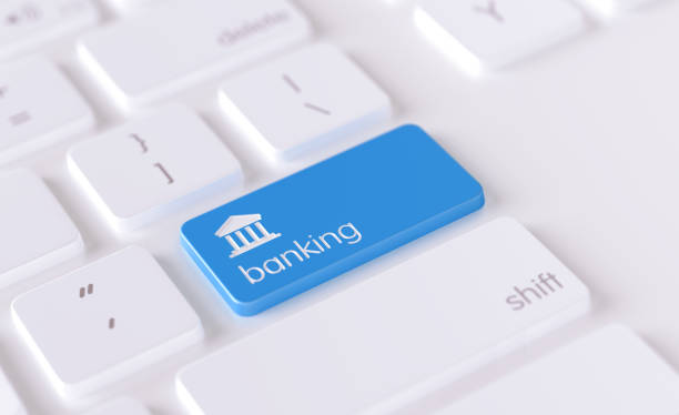 istock Modern Keyboard Button with Banking Icon - Online Finance and Banking Concept 1223431348