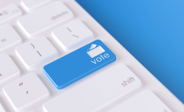 Modern Keyboard Button with Vote Icon - Online Voting and Election Concept