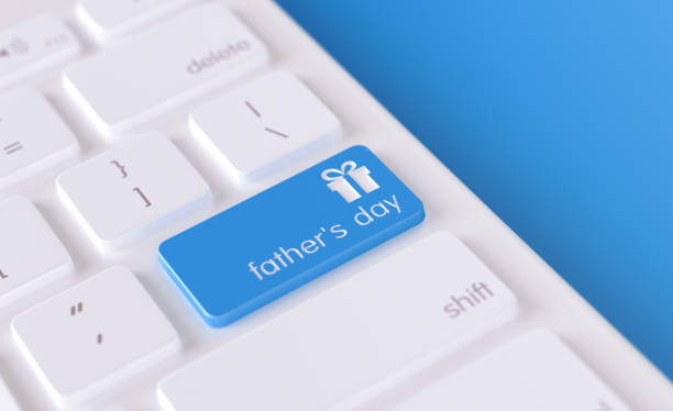 istock Modern Keyboard Button with Father's Day Icon - Father's Day Concept 1223431679