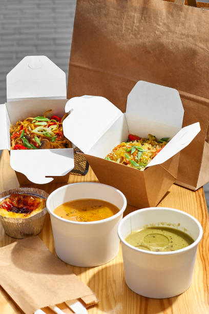 istock Healthy lunch menu, restaurant dish delivery. container with take away food, In eco boxes. copy space 1223436681