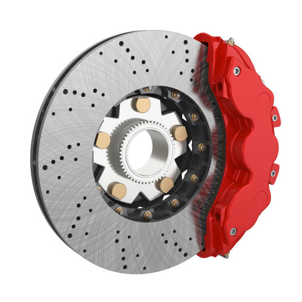 istock Car Brake Disc and Red Caliper Isolated 1223442526