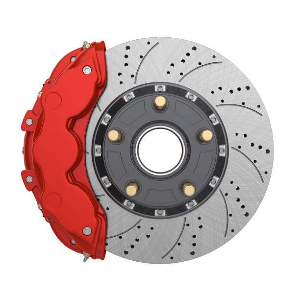 istock Car Brake Disc and Red Caliper Isolated 1223442647