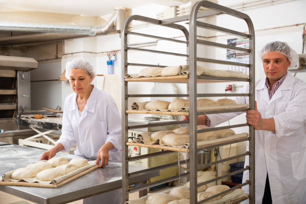 istock Attentive baker carrying formed products 1223442879