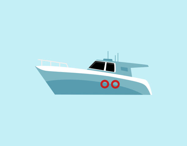 Motor Sea Travel Boat Cartoon Icon Flat Vector Illustration Isolated On  Blue Stock Illustration - Download Image Now - iStock