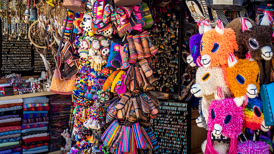colorful souvenirs on a peruvian market