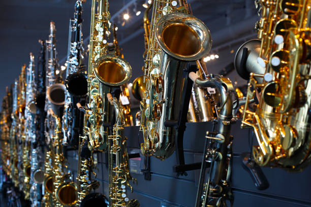 Saxophones stock photo