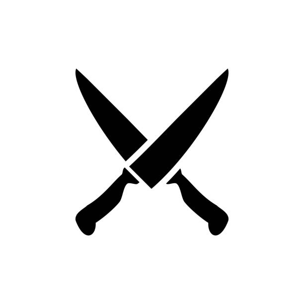 Knife icon flat vector template design trendy Knife icon flat vector simple isolated illustration signage template design trendy dangerous steak stock illustrations