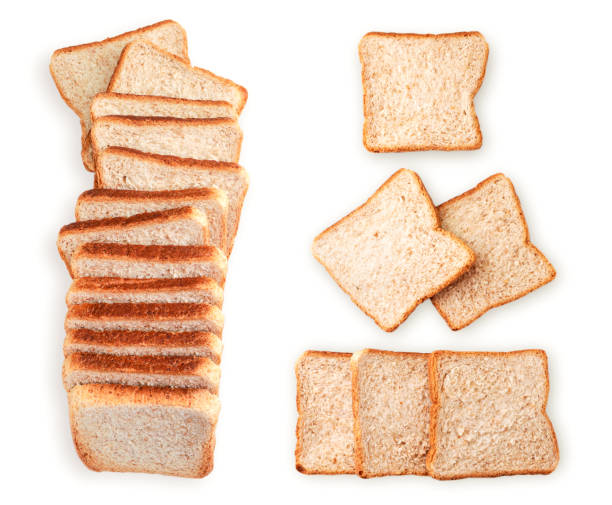 istock Set of sliced square bread on a white background isolated. The view from top 1223455409