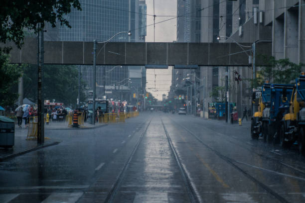 istock Toronto, Ontario - Pouring Raining on a Street 1223456698
