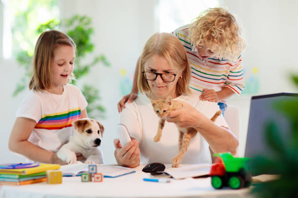 istock Mother working from home with kids. Quarantine. 1223456753