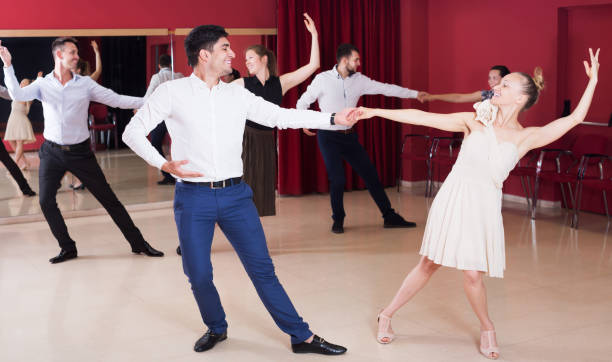 istock People practicing vigorous lindy hop movements 1223457769