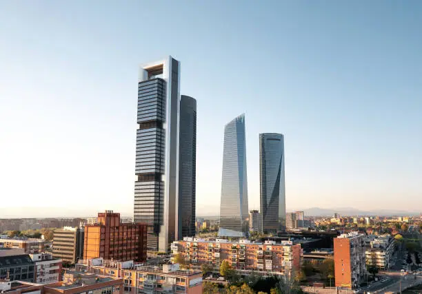 Photo of 4 towers business center Madrid bright daylight