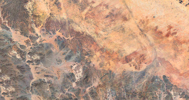 Aerial view of Al Ula, Al Madinah Region, Western Saudi Arabia stock photo