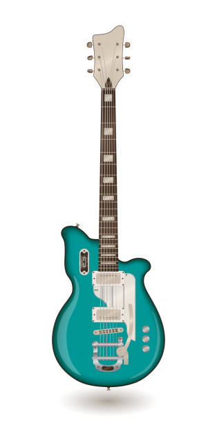 istock Electric guitar on a white background. Vector illustration in vintage style. 1223472064